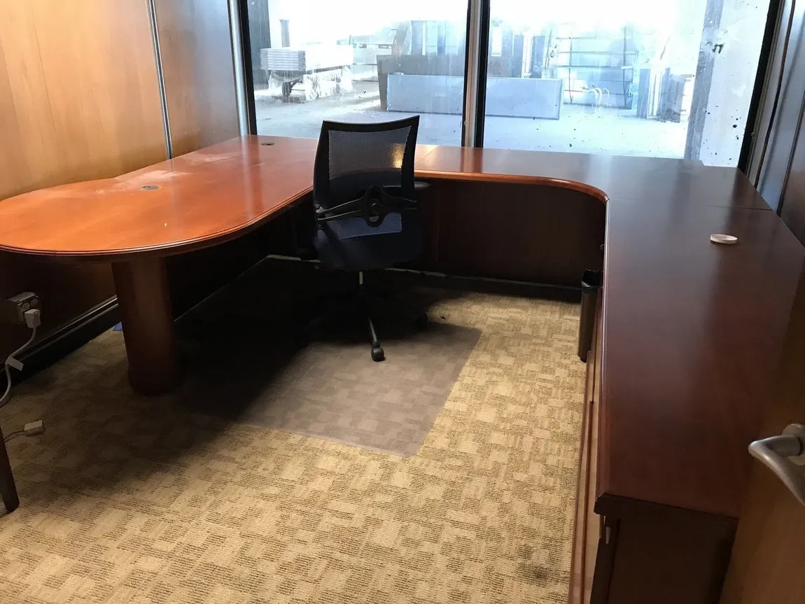 Solid Wood Cherry U-Shaped Peninsula Desk 