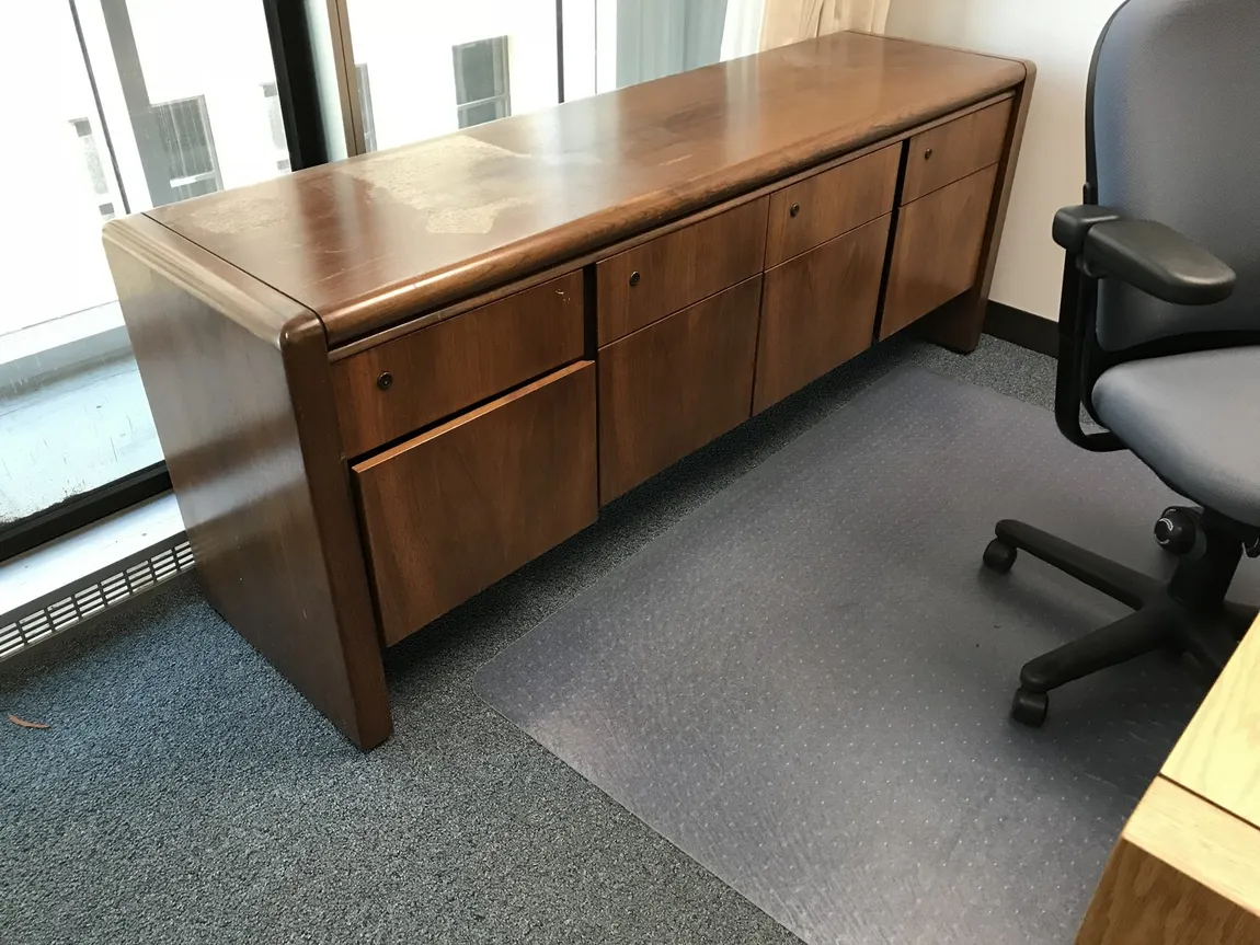 Walnut Storage Credenza with Drawers