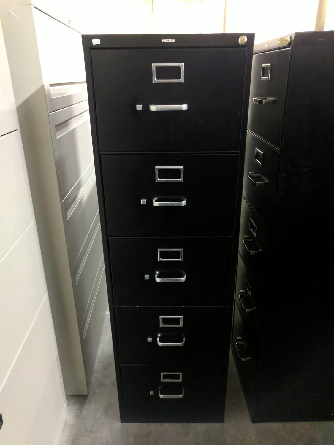Black Hon 5 Drawer Vertical Legal File Cabinet