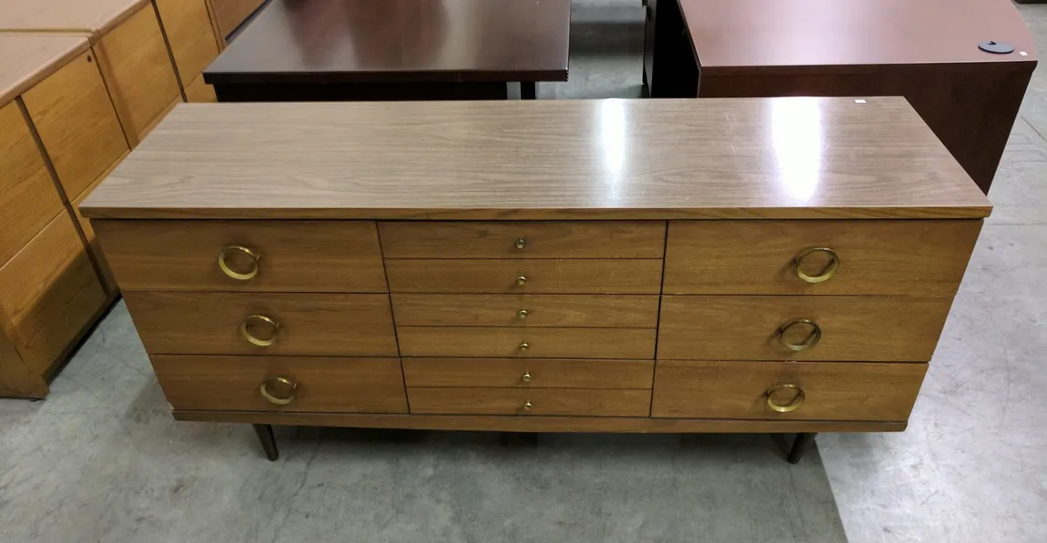 Walnut Laminate Storage Credenza with Drawers