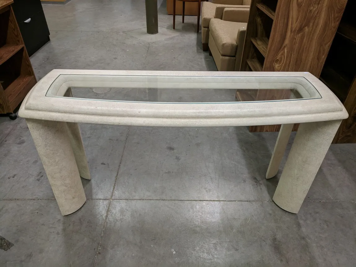 White Table with Glass Top