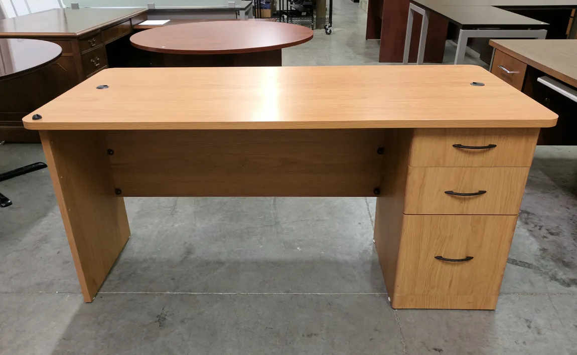 Blond Laminate Desk with Drawers
