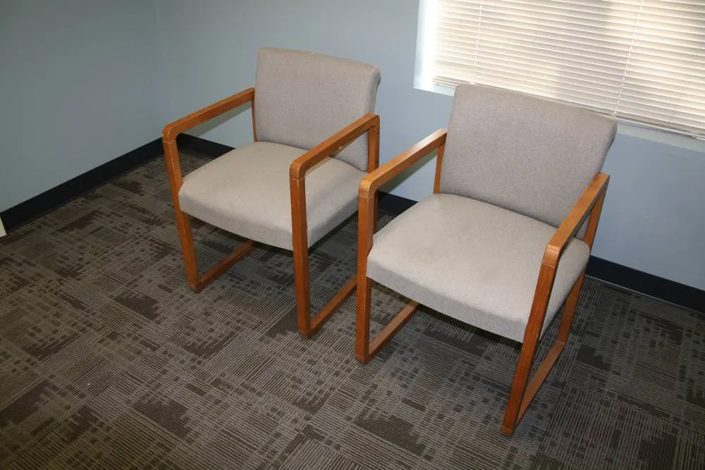 Light Wood and Gray Fabric Office Chairs