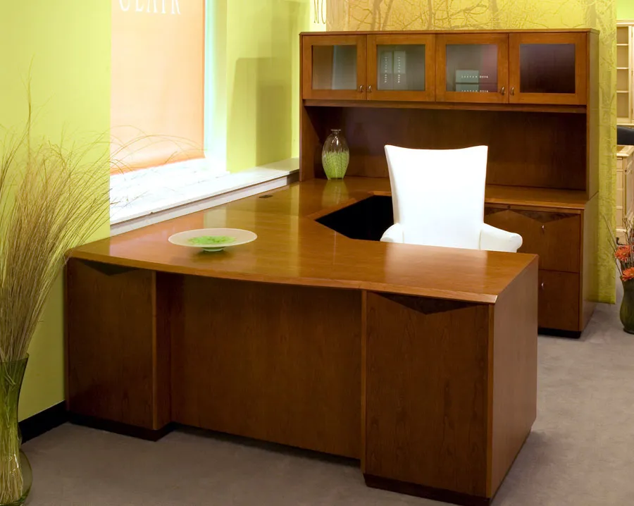 U-Shape St. Clair Series Computer Workstation Desk with Hutch