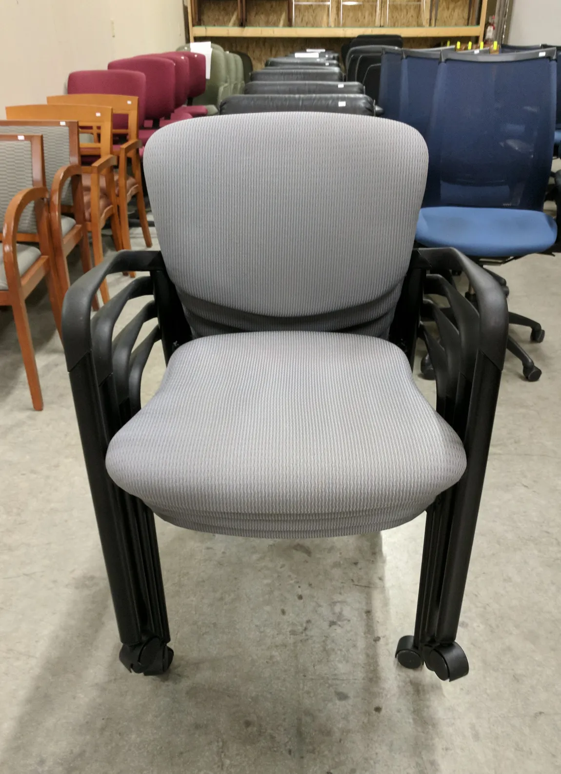 Haworth Light Gray Rolling Guest Chairs