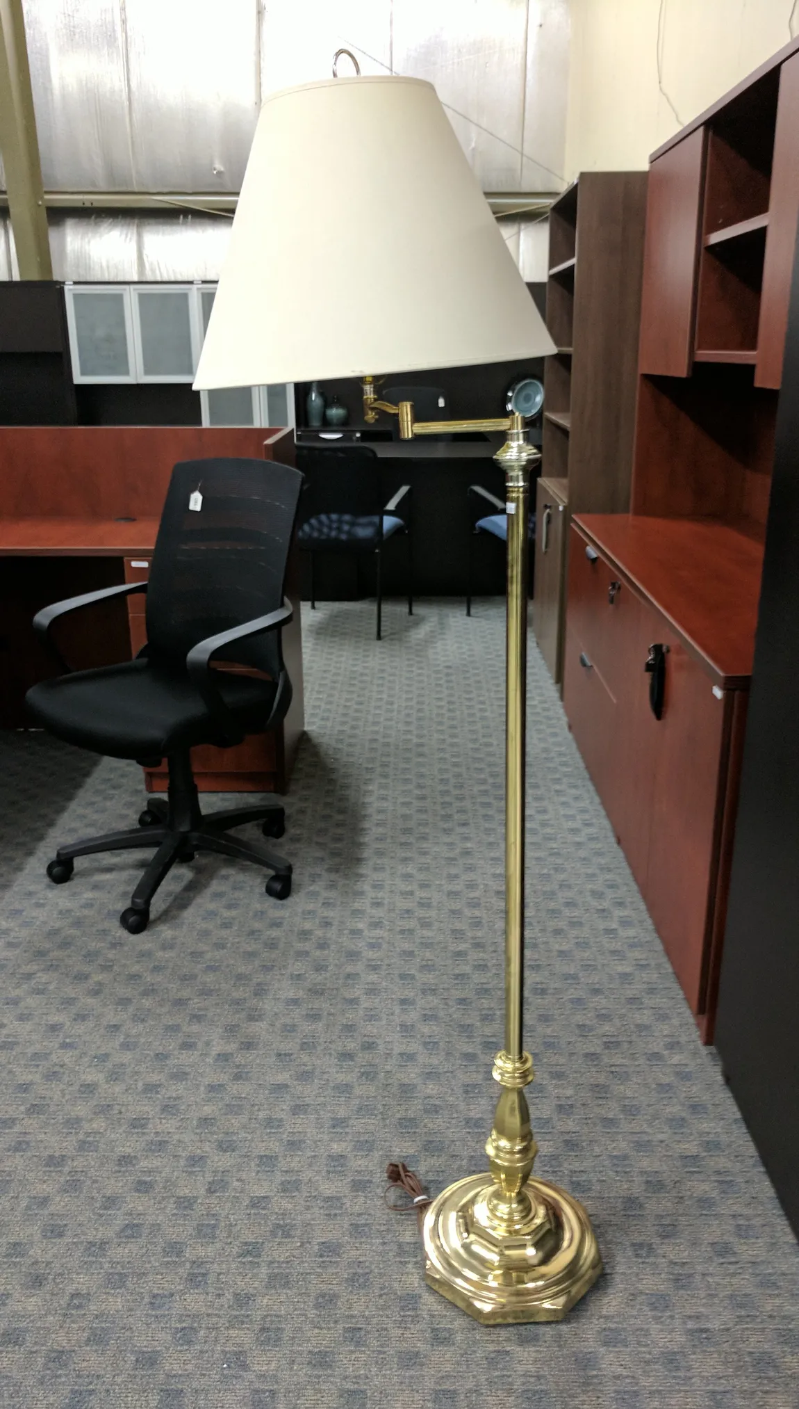 Swing Arm Floor Lamp with Brass Finish