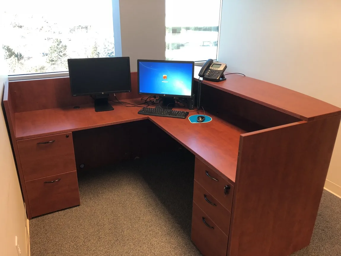 Cherry Laminate Reception Desk with Drawers