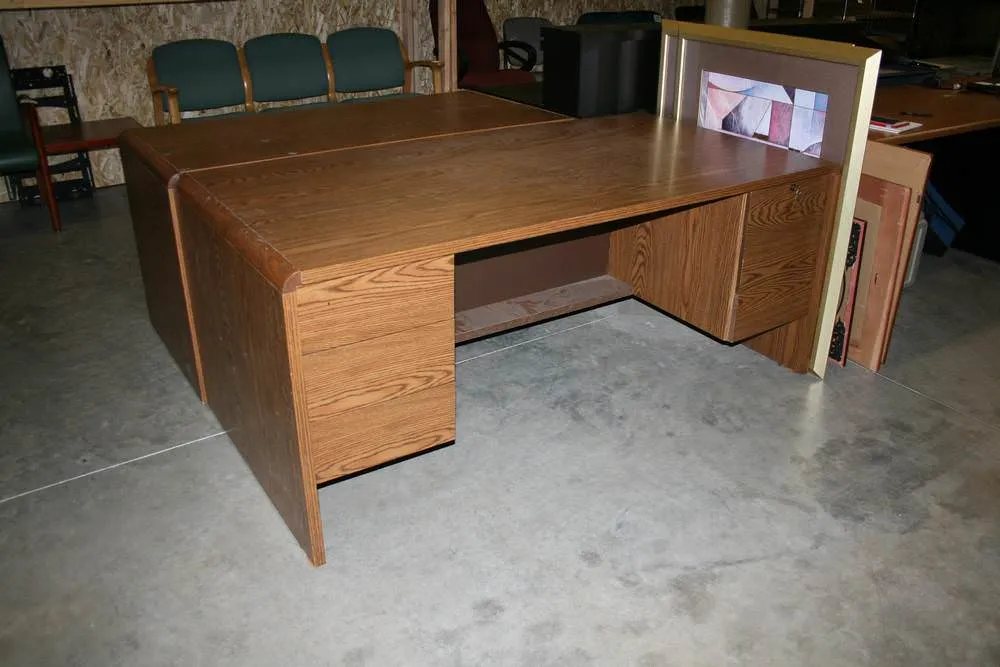 Used Large Heavy Duty Professional Wood Desk 