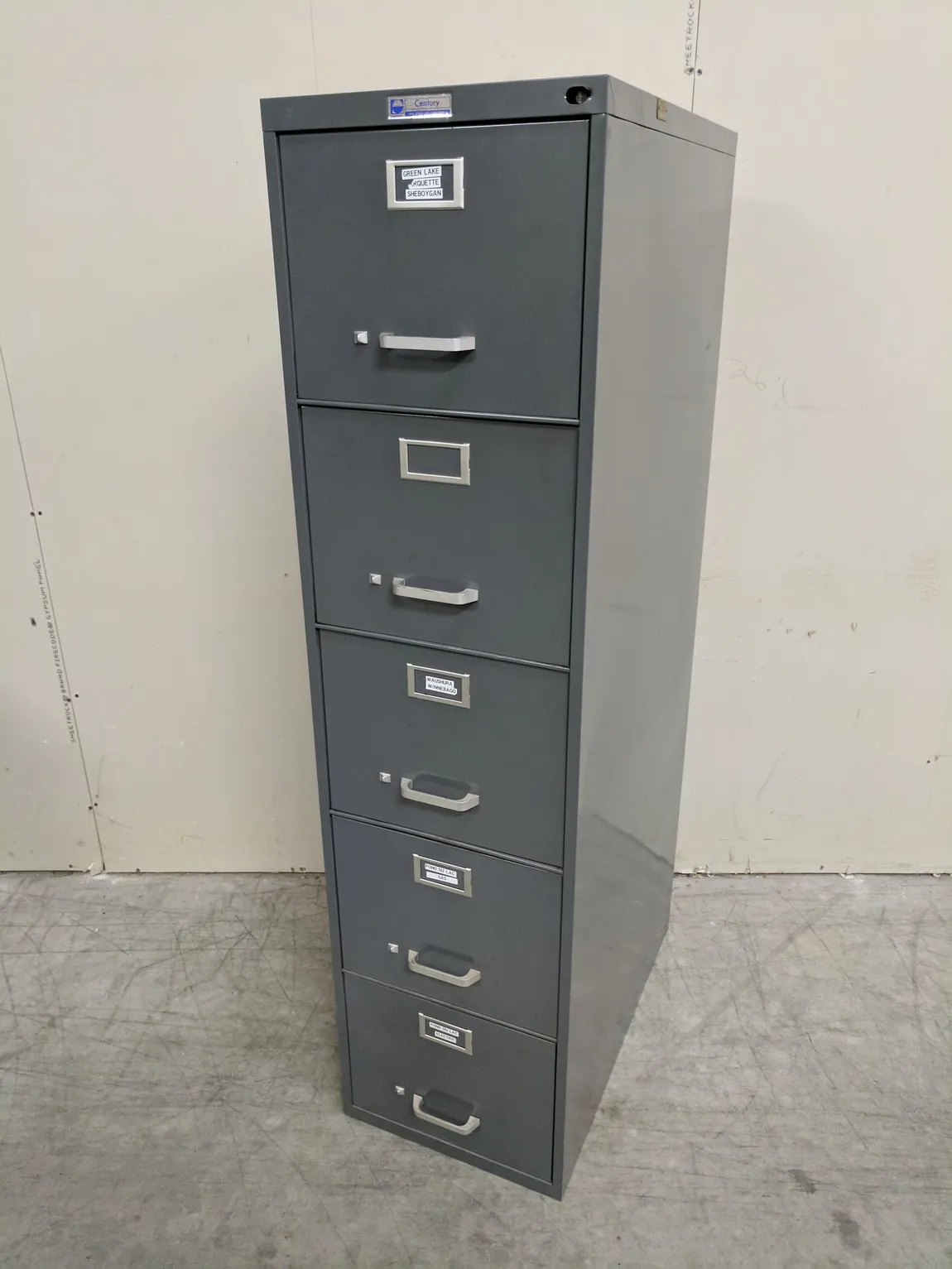 Gray Century 5 Drawer Vertical File Cabinet