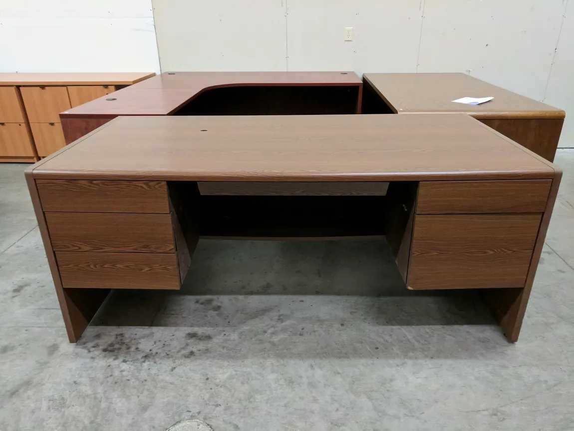 Walnut Laminate Desk with Drawers