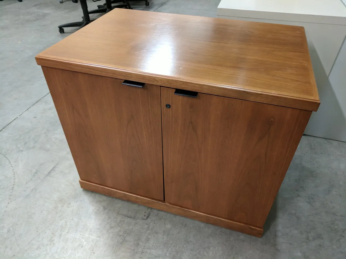 Solid Wood Storage Cabinet with Oak Finish