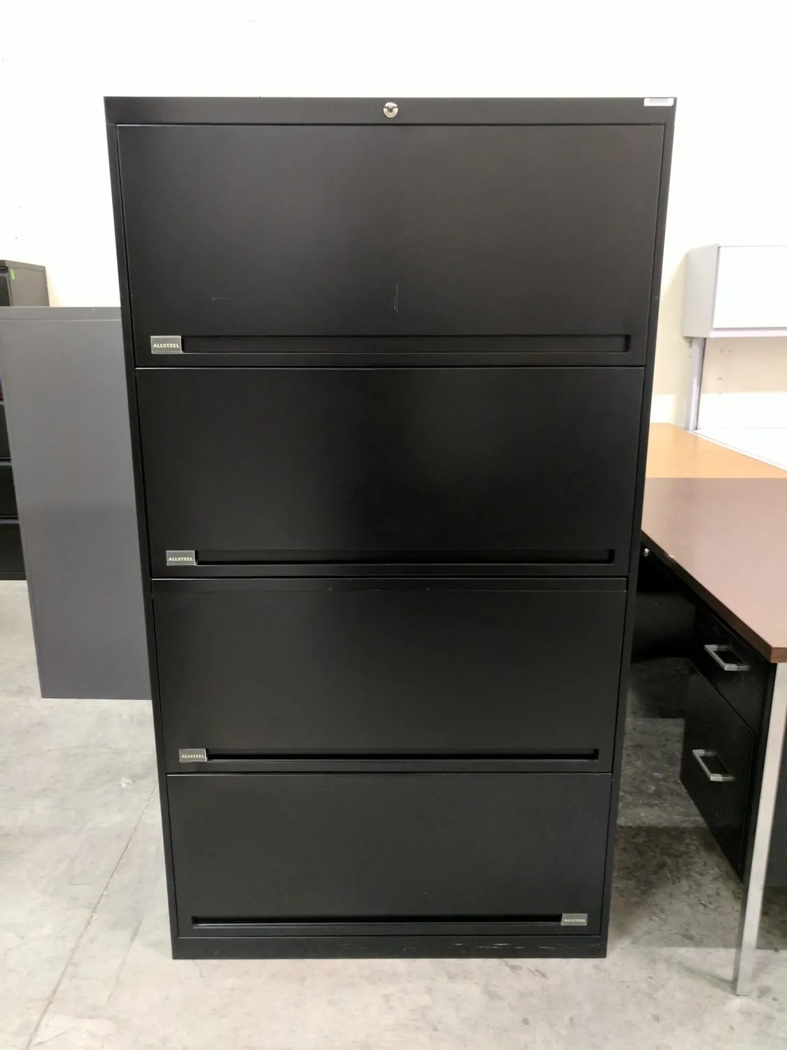 AllSteel Black 4 Drawer Lateral Charting File Cabinet â€“ 36 Inch Wide