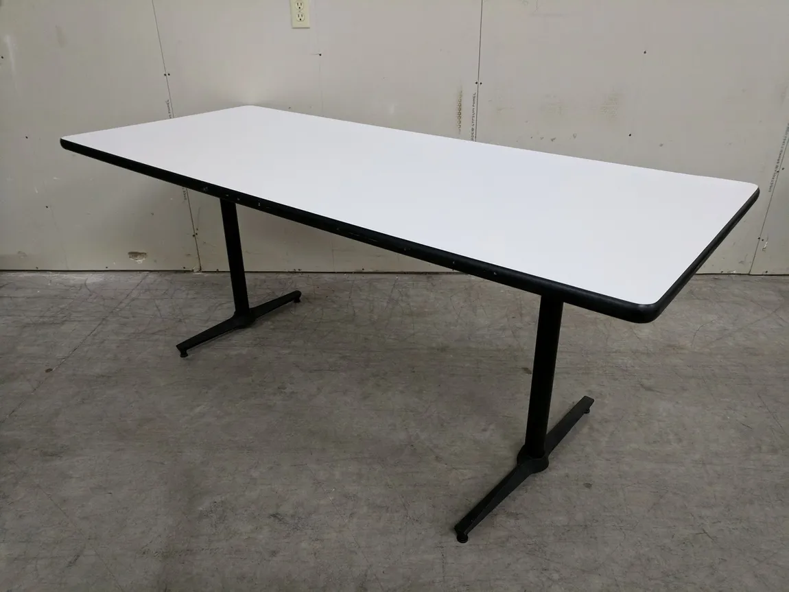 White Laminate Table with Metal Legs â€“ 71x30