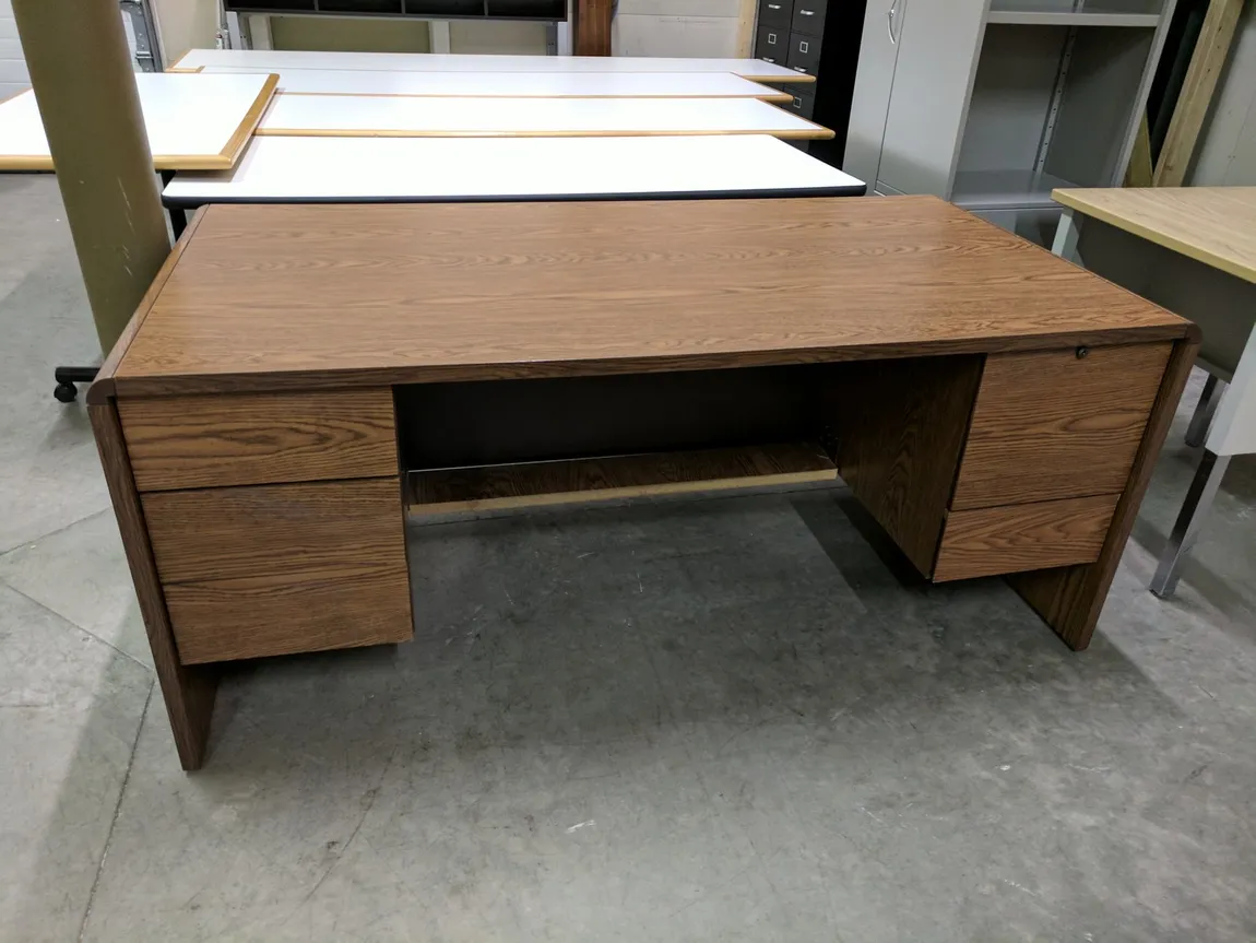 Walnut Laminate Desk with Drawers