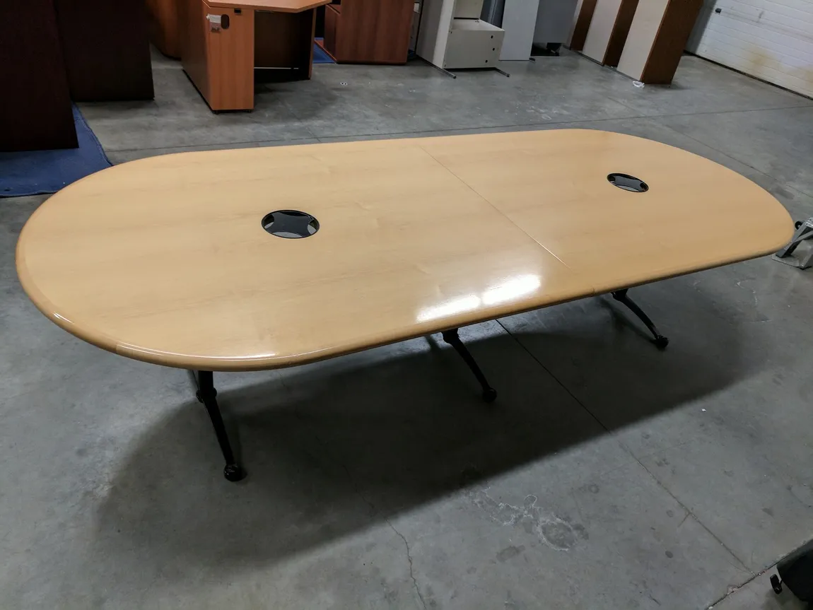10 FT Solid Wood Racetrack Conference Table with Oak Finish