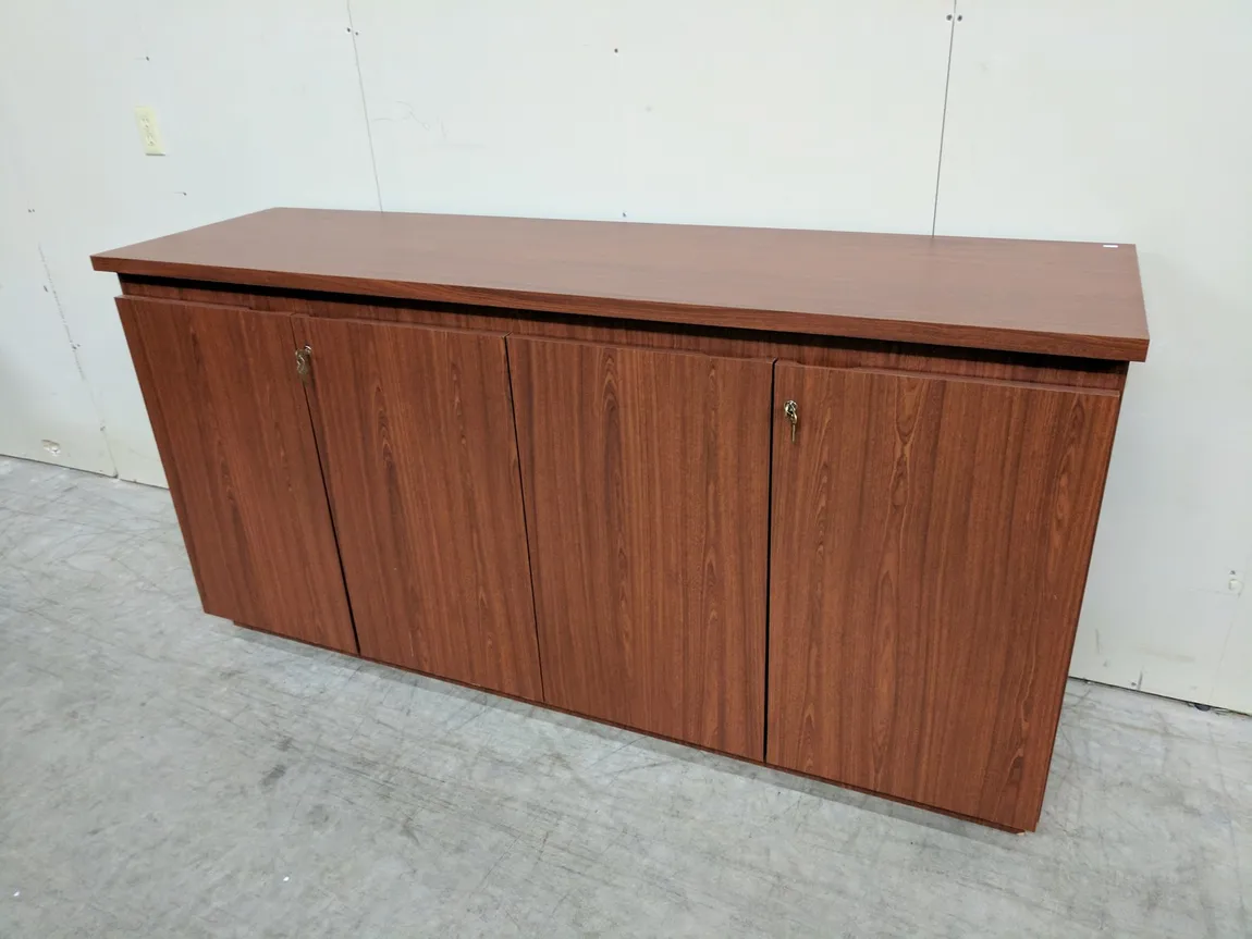 Cherry Laminate Storage Credenza with Hinged Door Storage