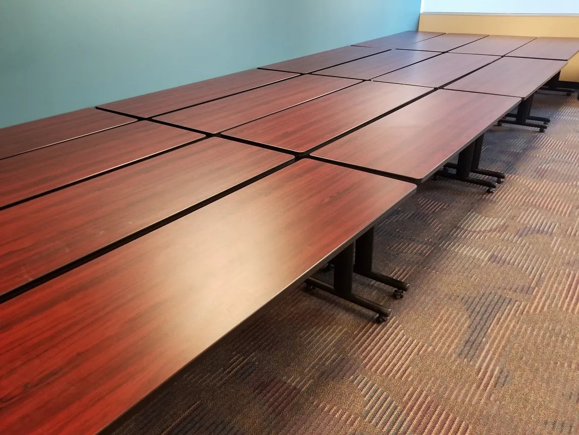 Mahogany Laminate Rolling Training Tables - 72x24