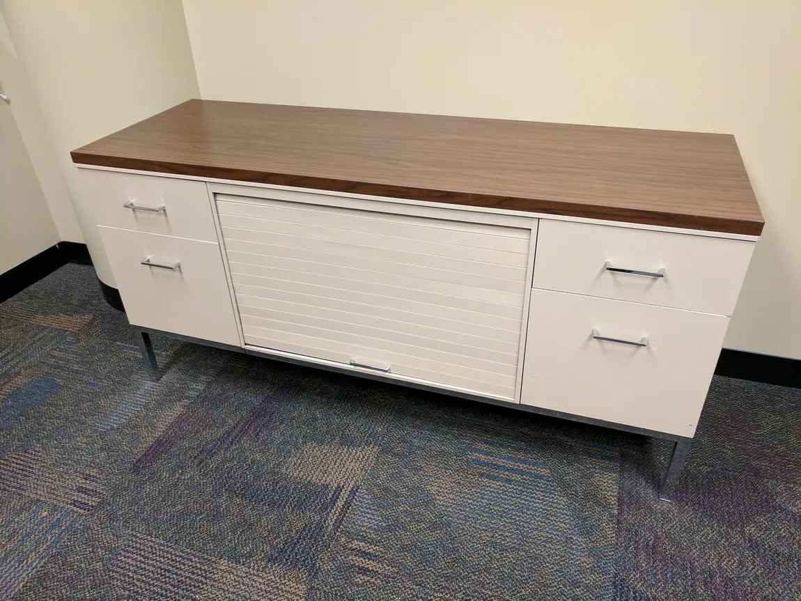 Putty Storage Credenza with Mahogany Laminate Top