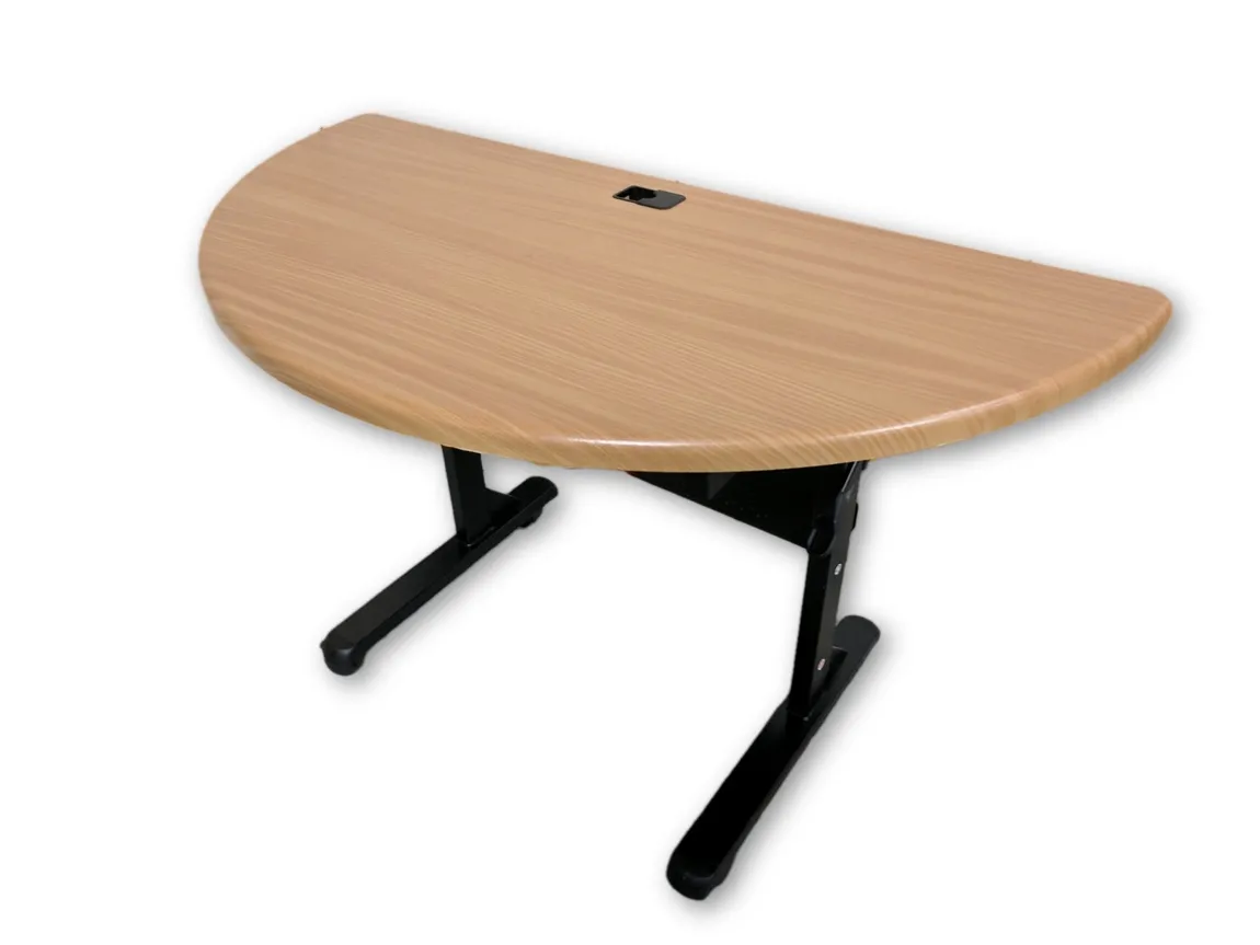 Oak Laminate Half Circle Rolling Flip Top Training Table