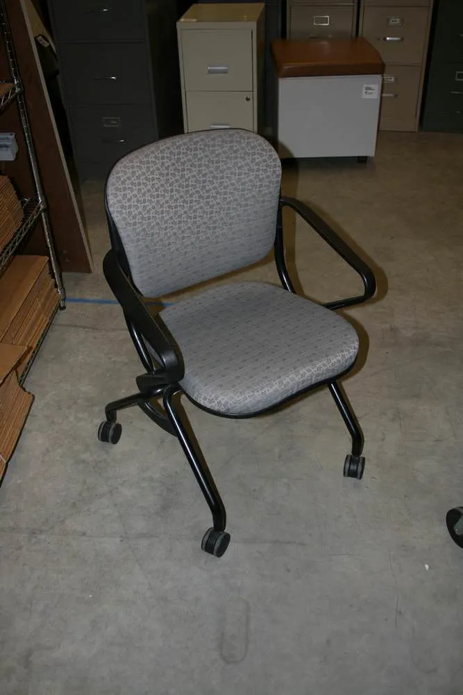 Used Gray Rolling Office Guest Chair 