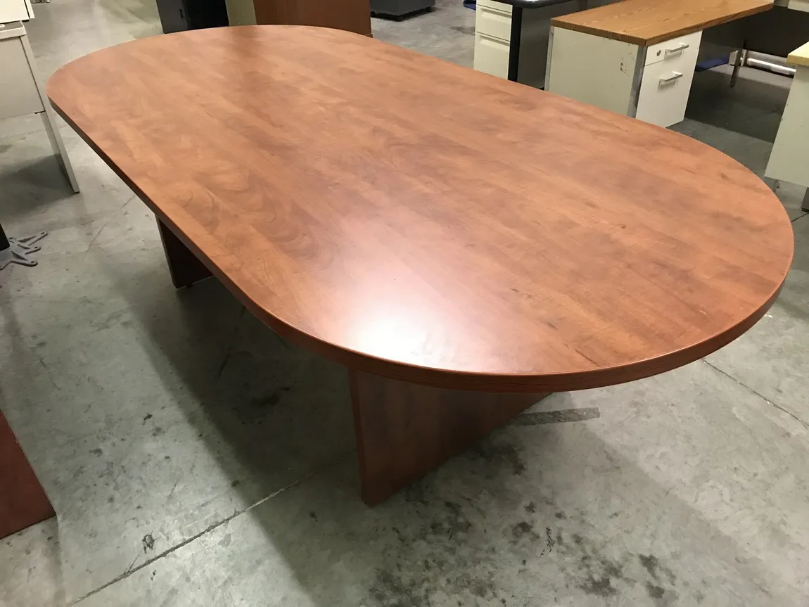 8 FT Cherry Laminate Racetrack Conference Table