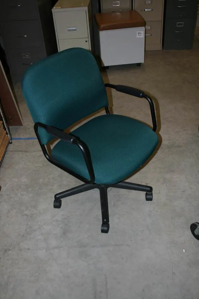 Used Rolling Green and Black Office Chair 