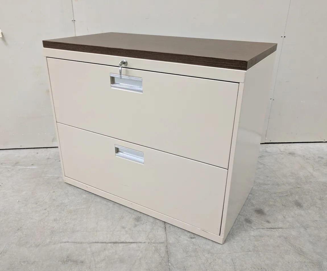 Tan 2 Drawer Lateral File Cabinet â€“ 36 Inch Wide