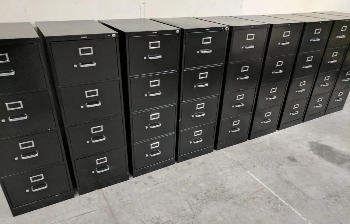 Black Hon 4 Drawer Vertical Legal Filing Cabinets