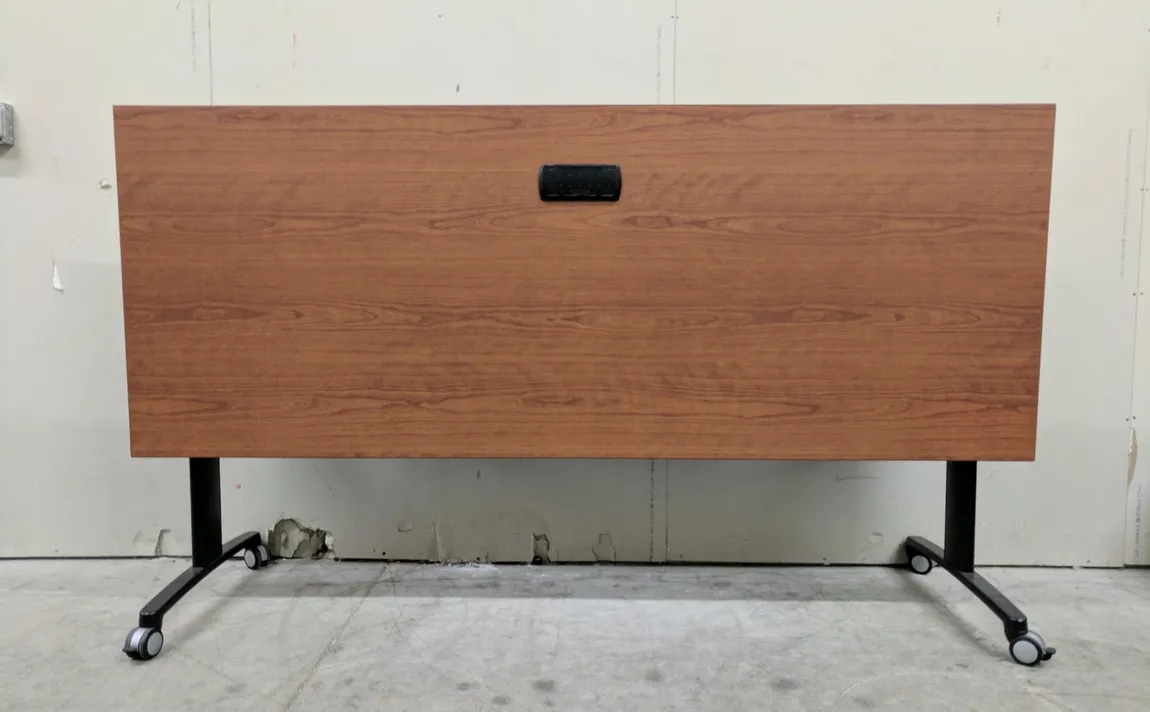 Cherry Laminate Rolling Flip Top Table with Power Module