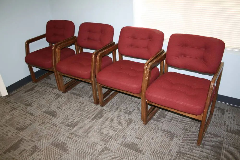 Dark wood and Red Guest Chairs