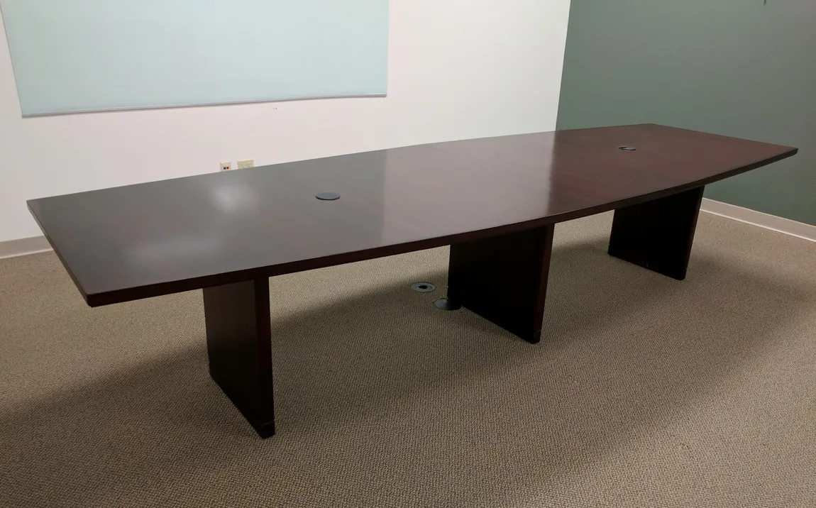 12 FT Solid Wood Mahogany Boat Shape Conference Table 