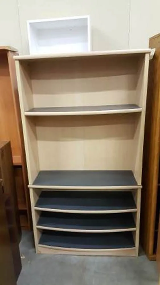Used Wood and Gray Laminate Book Shelf 
