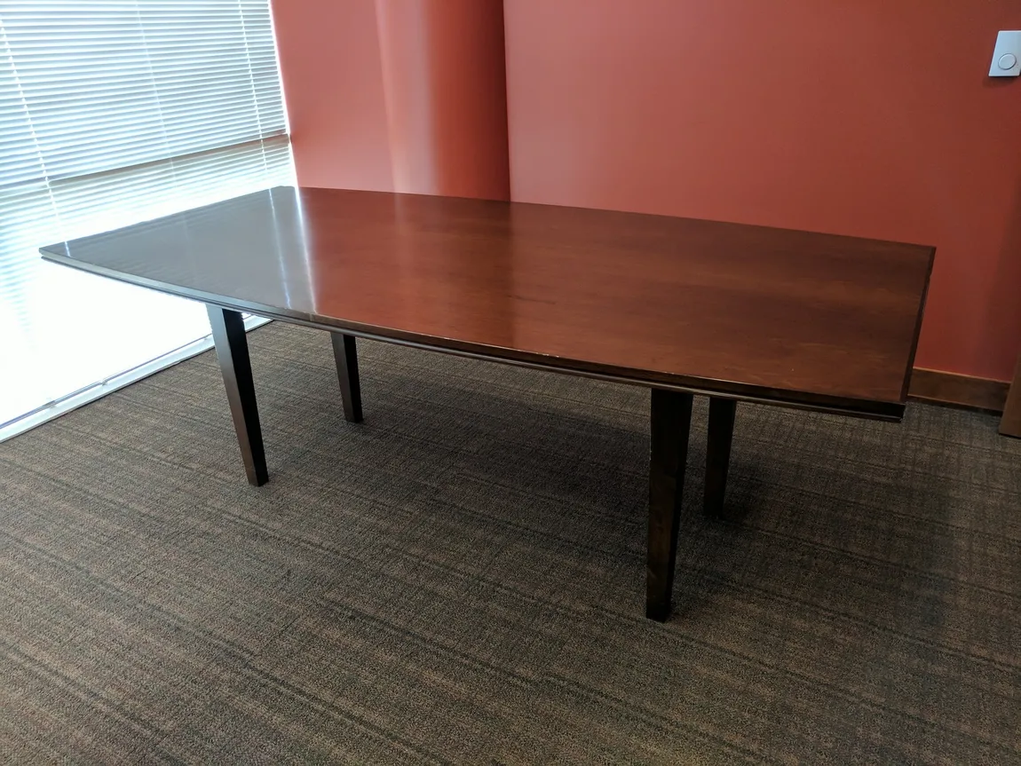 7 FT Solid Wood Walnut Boat Shaped Conference Table