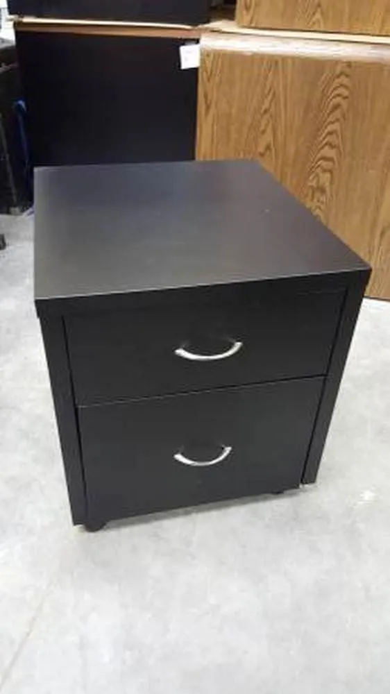 Rolling Black Two-Drawer Storage File Cabinet