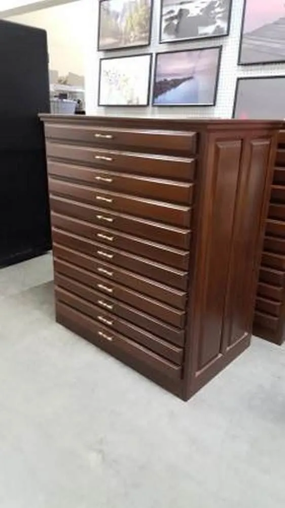 12 Drawer Mahogany Flat File Blueprint Cabinet