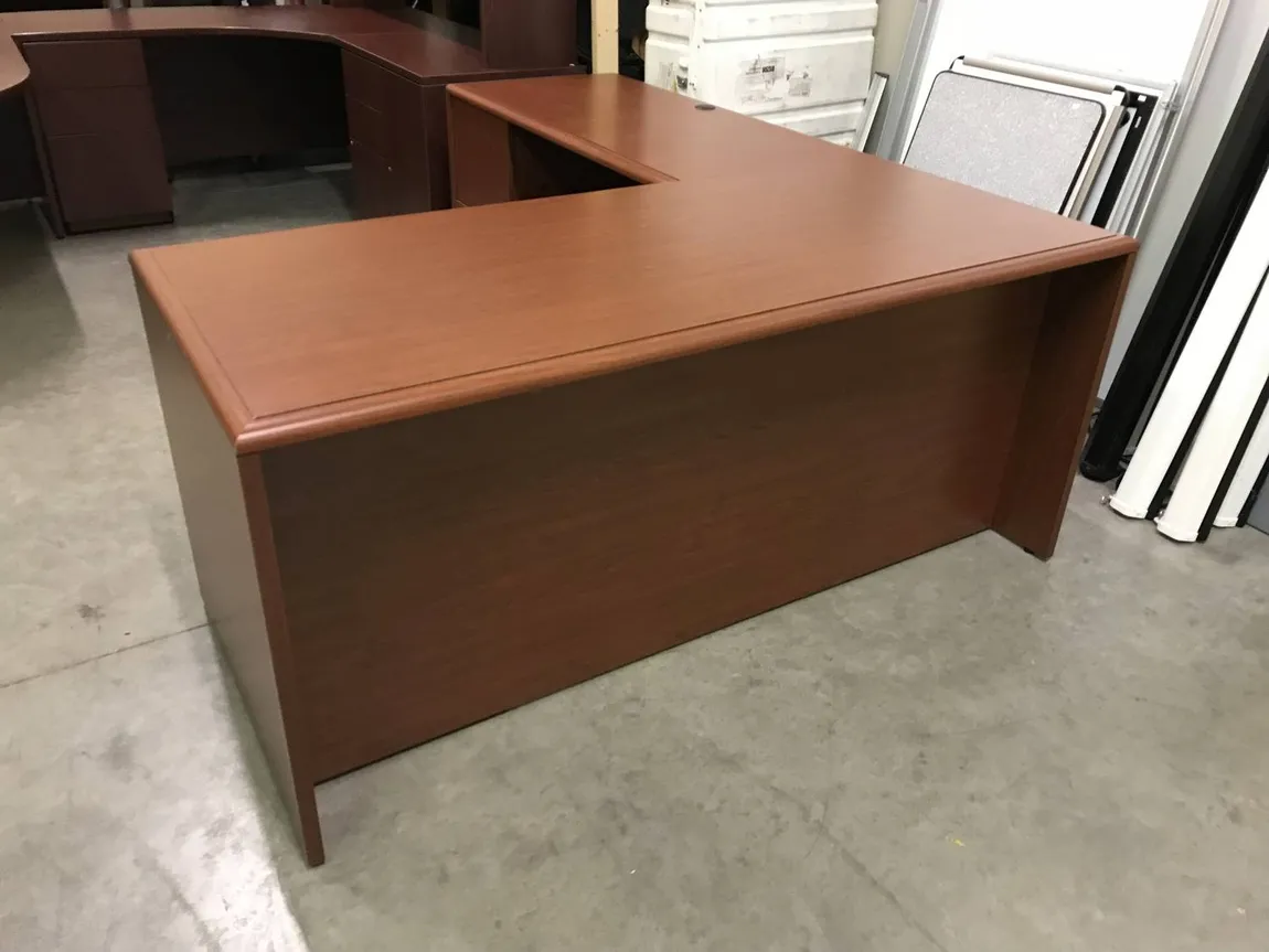 National Cherry L Shaped Desk 