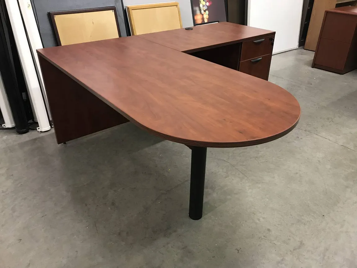 Clearance Cherry L Shaped Penisula Desk