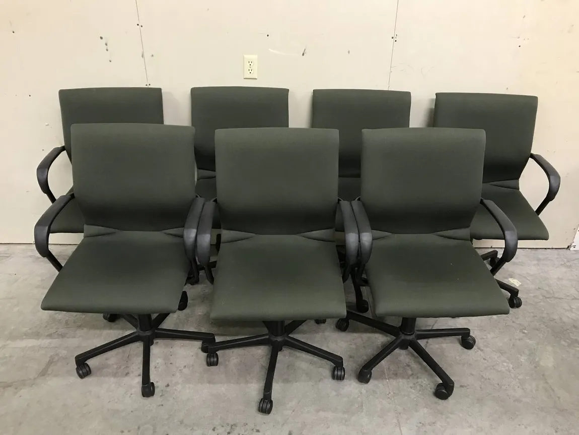 Dark Green Steelcase Rolling Office Chairs
