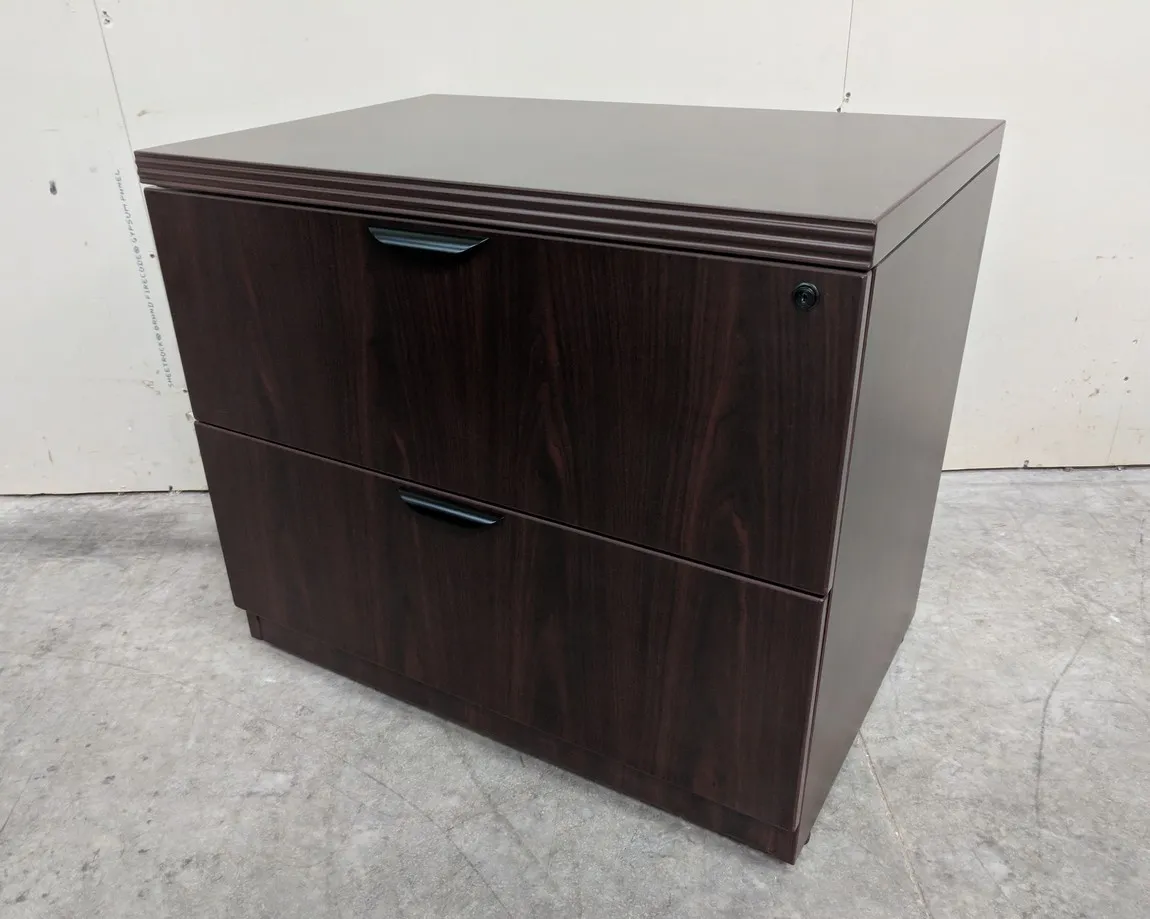 Mahogany Laminate 2 Drawer Lateral Filing Cabinet â€“ 35.25 Inch Wide
