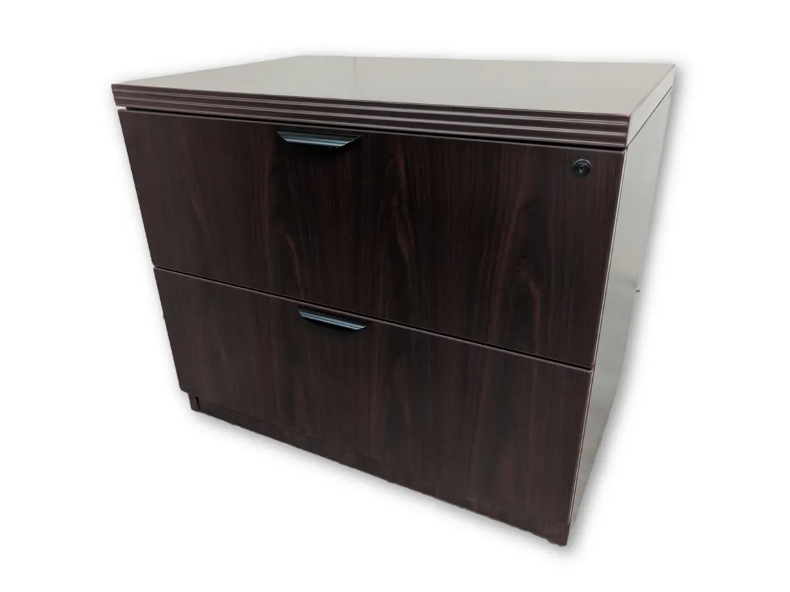 Mahogany Laminate 2 Drawer Lateral Filing Cabinet â€“ 35.25 Inch Wide