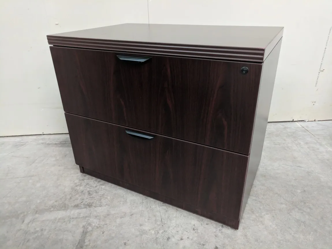 Mahogany Laminate 2 Drawer Lateral Filing Cabinet â€“ 35.25 Inch Wide