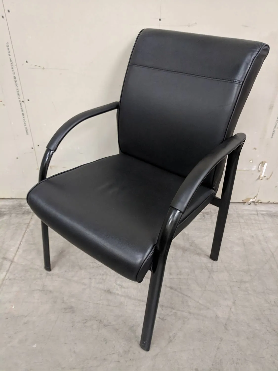 Black Leather Guest Chairs with Metal Frame