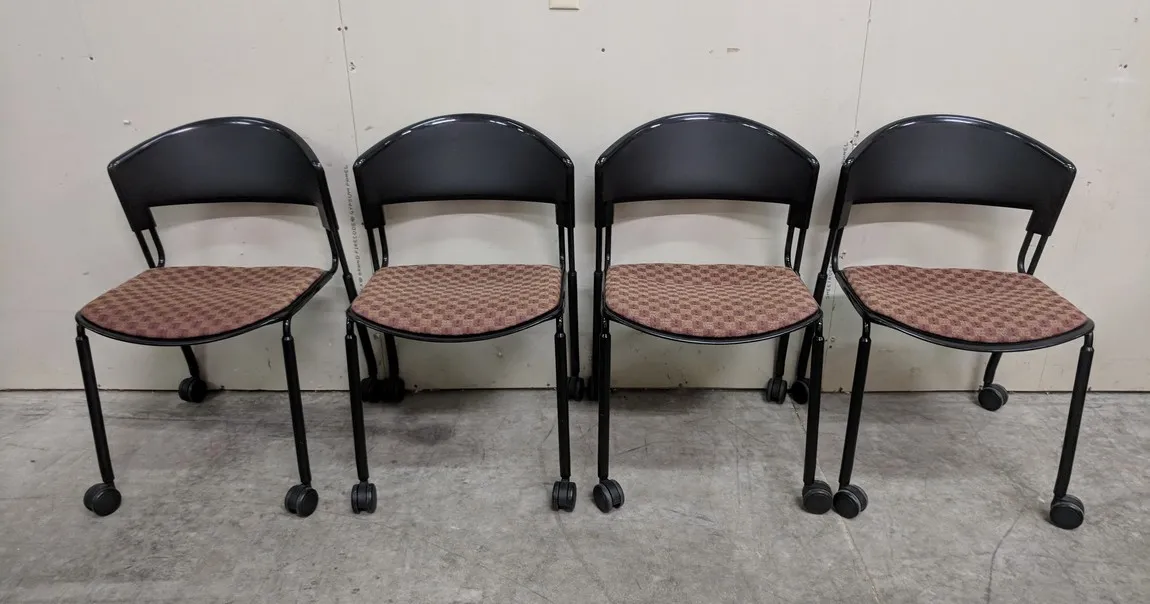 Vecta Red Rolling Stacking Guest Chairs