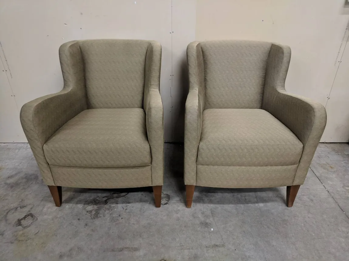 Bernhardt Tan Fabric Club Chairs