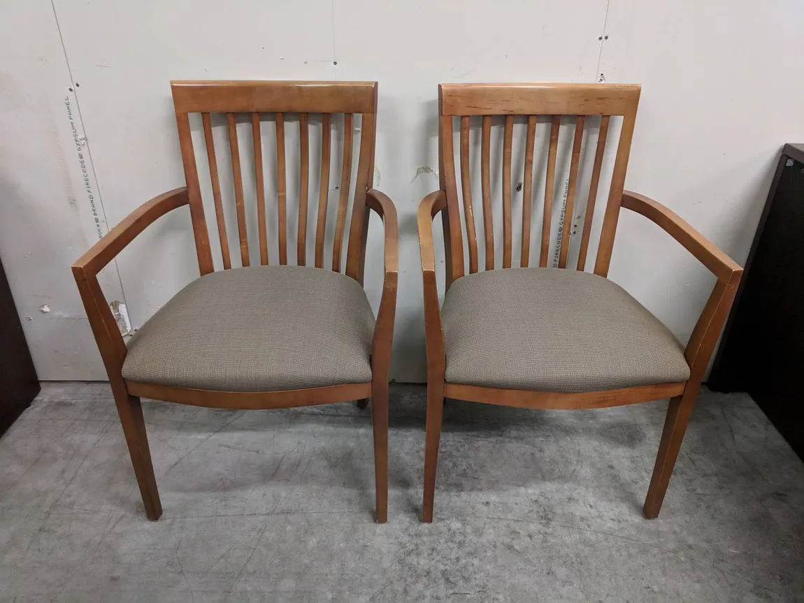 Bernhardt Sandy Brown Guest Chairs with Solid Wood Frame