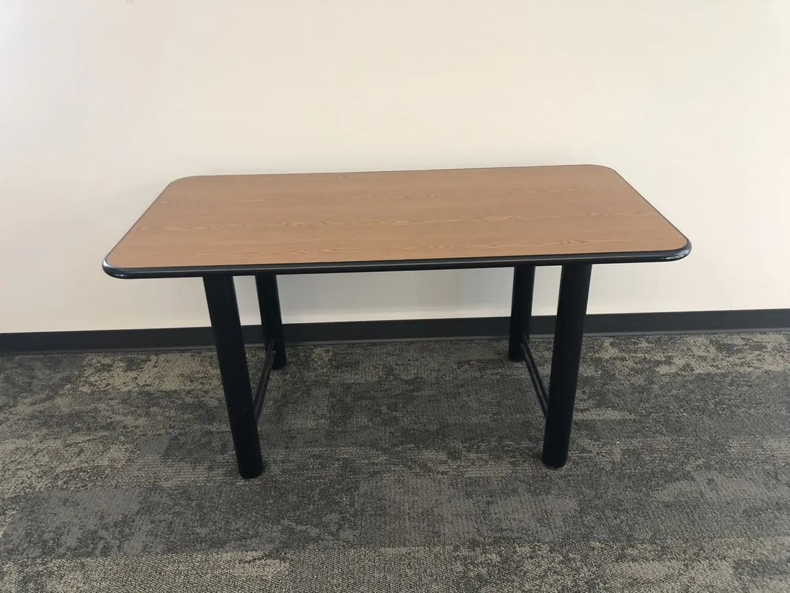 Oak Laminate Table with Black Metal Base â€“ 59.5x29.5