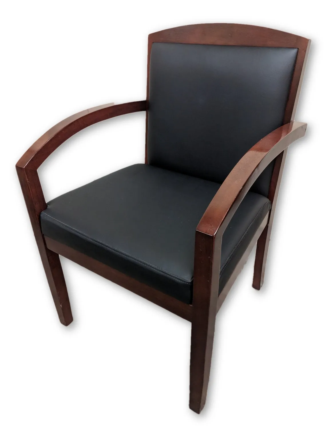 Black Leather Guest Chairs with Solid Wood Frame