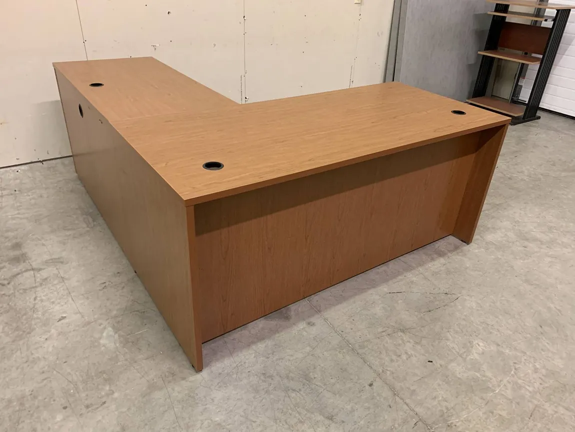 Cherry Laminate L Shaped Desk