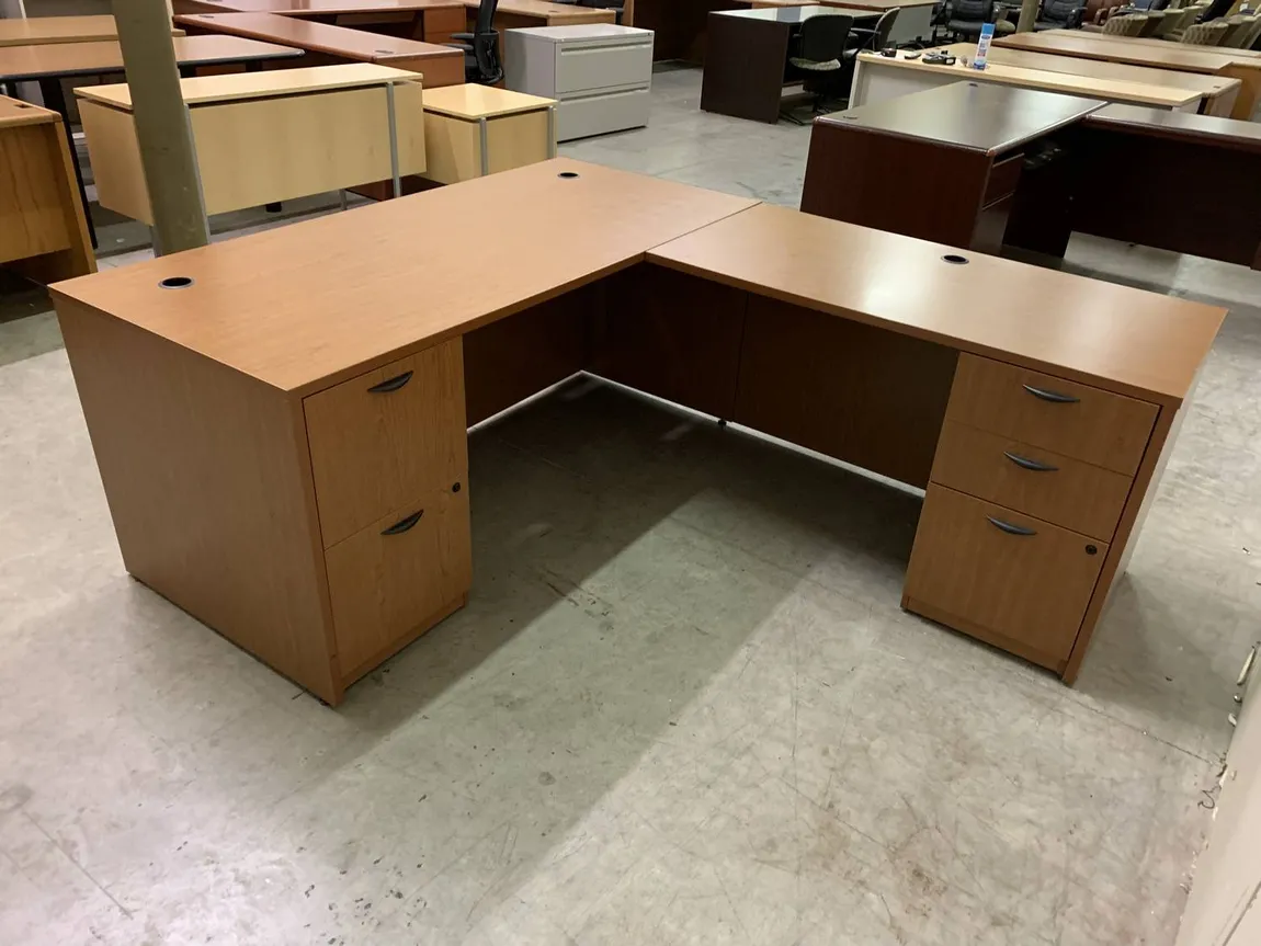 Cherry Laminate L Shaped Desk
