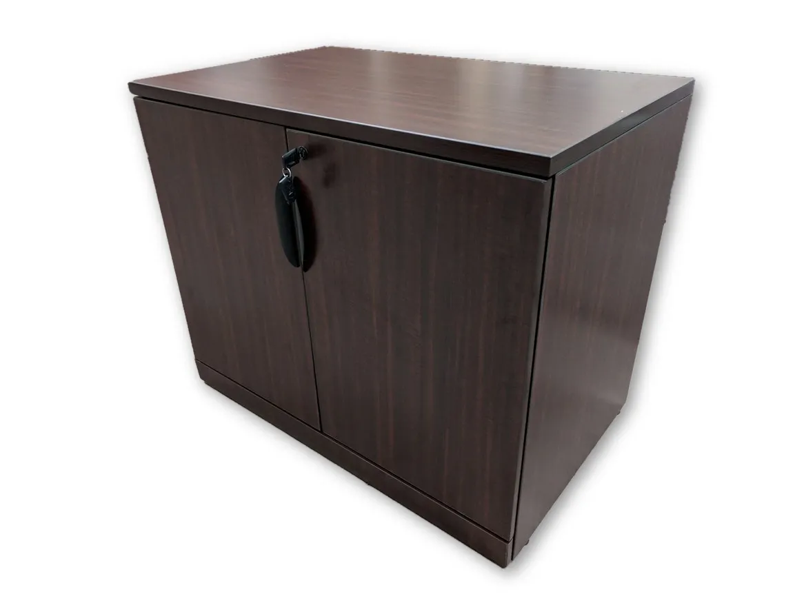 Mahogany Laminate 2 Door Storage Cabinet - 35.5 Inch Wide